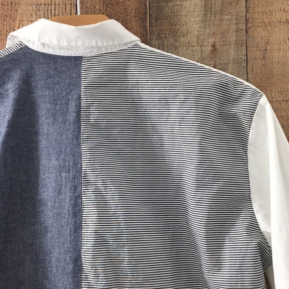 Planet Blue White Stripe Button‎ Front Shirt Womens 1 4-8 Long Sleeve Colorblock - Picture 6 of 16